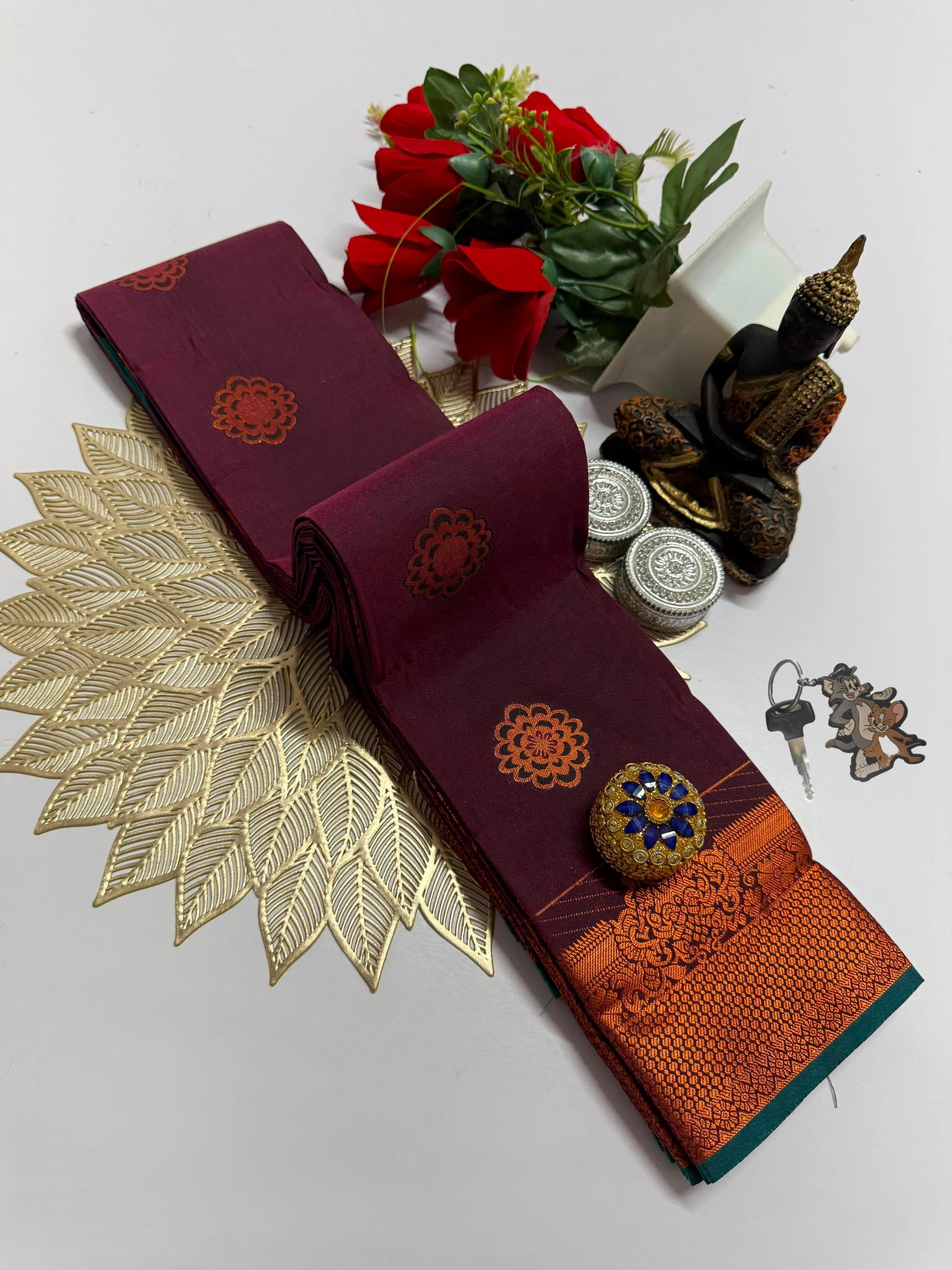 Leaf Green Aarani Soft Silk Saree